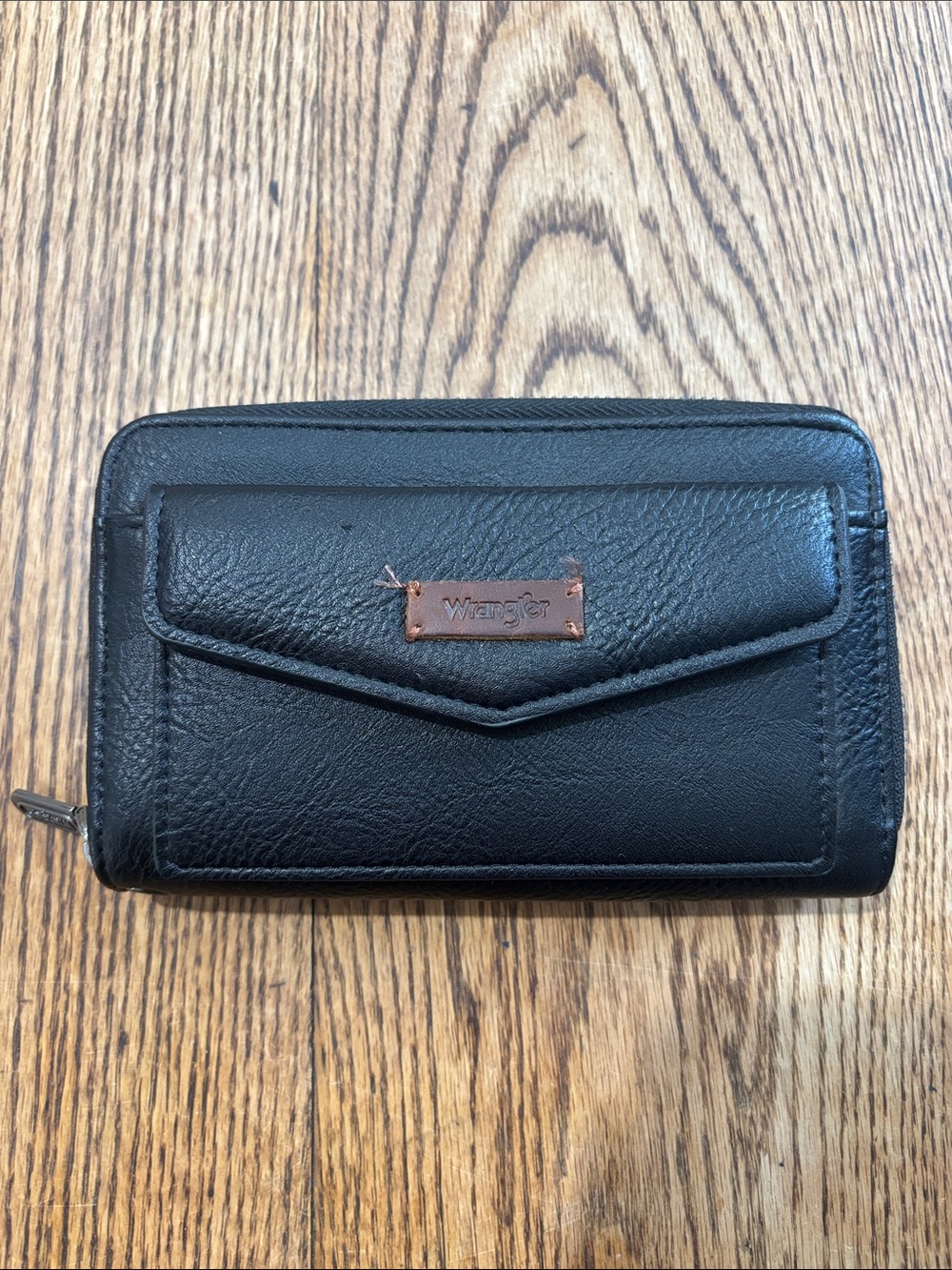Wrangler Black Leather Wallet with Copper Logo Plate
